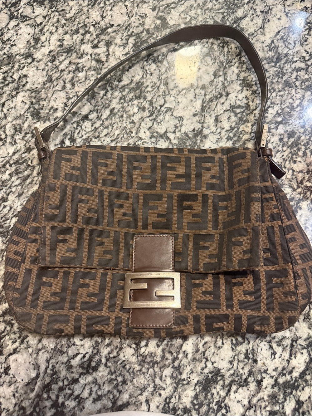 Fendi zucca mamma baguette shoulder Bag with buckle vintage with wallet